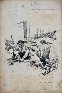 Vintage Lorence Bjorklund "Trail Bros", ink on illustration board