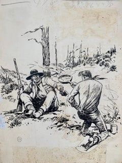 Lorence Bjorklund "Trail Bros", ink on illustration board