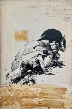 Vintage Lorence Bjorklund "The Sheriff of Powder Rock", ink on illustration board