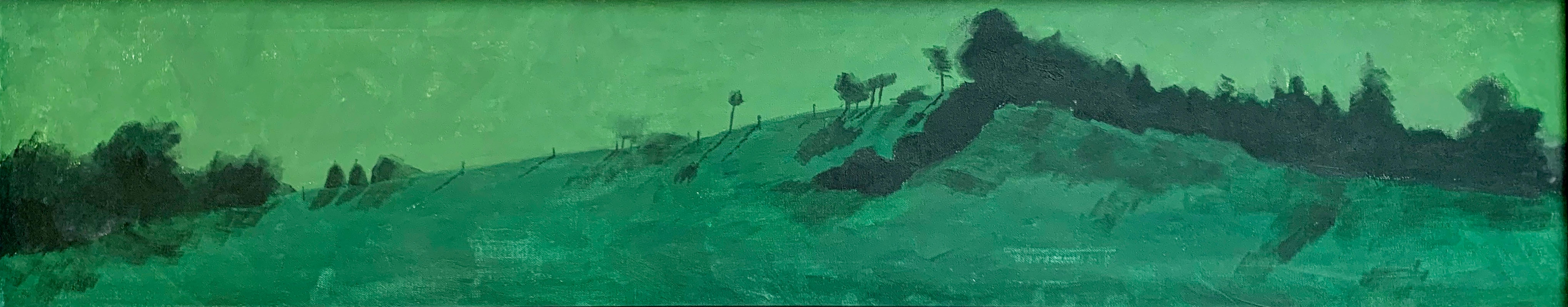 "Early Morning at Singeorz" du peintre roumain contemporain Marcel Lupse est une huile sur toile encadrée représentant un paysage tranquille de Transylvanie aux premières heures du matin. Ce tableau est l'un des quatre d'une série représentant le