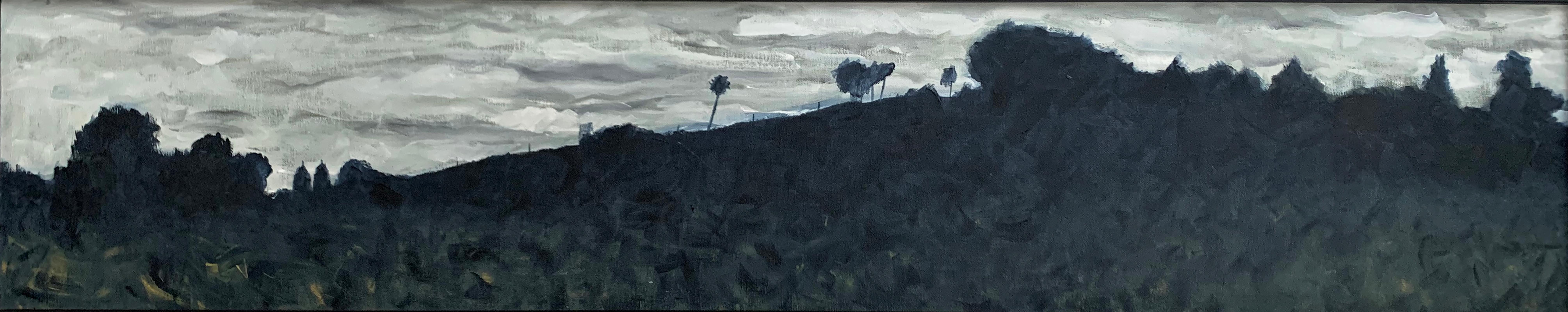 "Evening at Singeorz" du peintre roumain contemporain Marcel Lupse est une huile sur toile encadrée représentant un paysage tranquille de Transylvanie en soirée. Ce tableau est l'un des quatre d'une série représentant le même paysage vu à différents