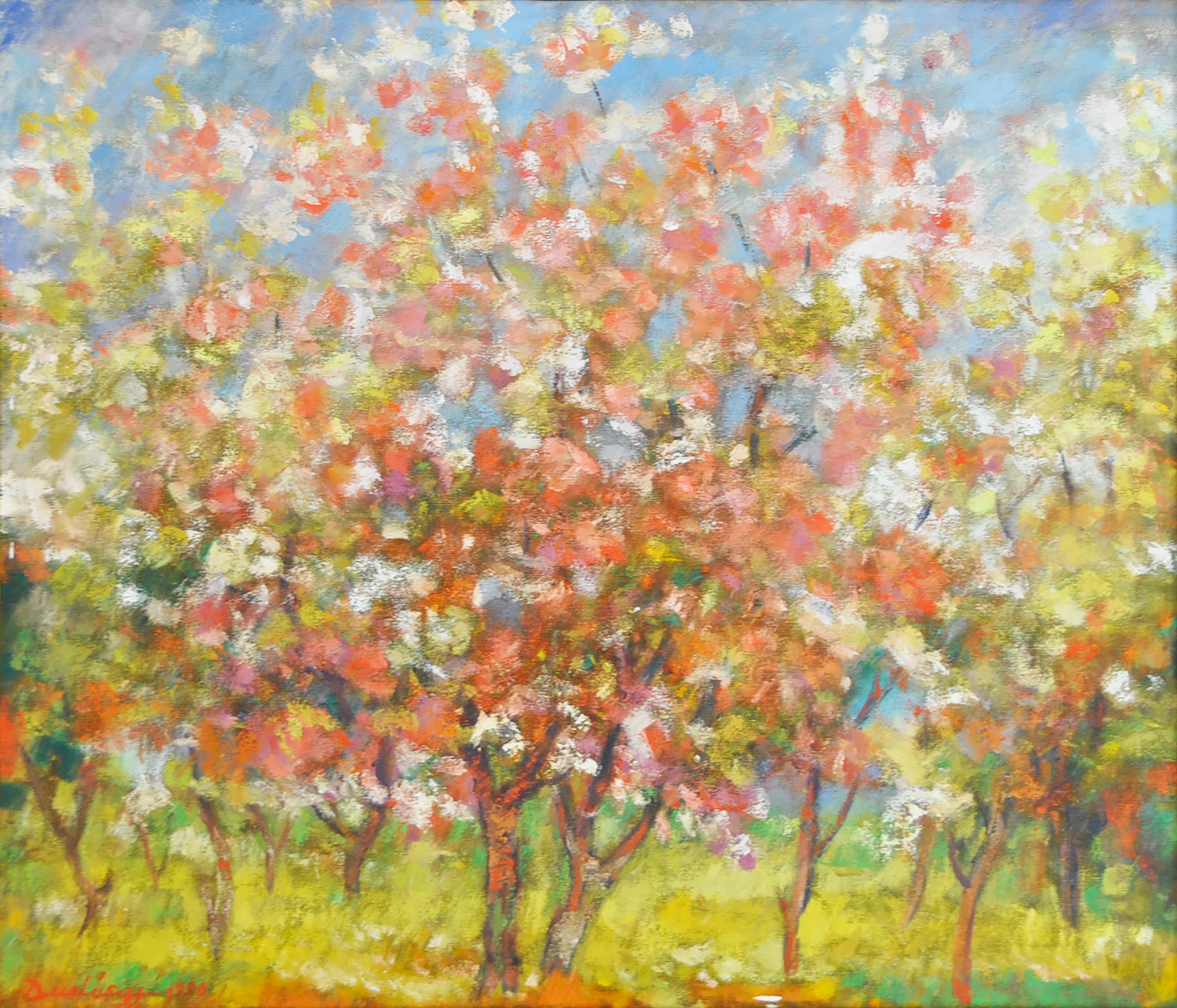 « Orchard in Bloom » par Gyula Dudas, huile sur toile en vente 1