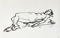 John Tuska "Nude Study #17", original ink wash on paper