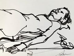 John Tuska "Nude Study #17", original ink wash on paper