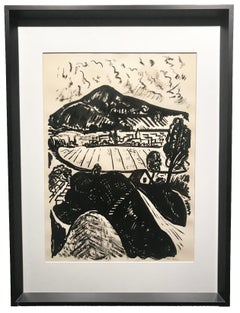 Dési Huber István "Dés Landscape", original ink wash on paper
