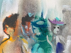 « Figures at a Table » de William Jacobs, pastel original sur papier