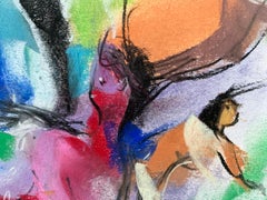 « Reclining Figure » de William Jacobs, pastel original sur papier