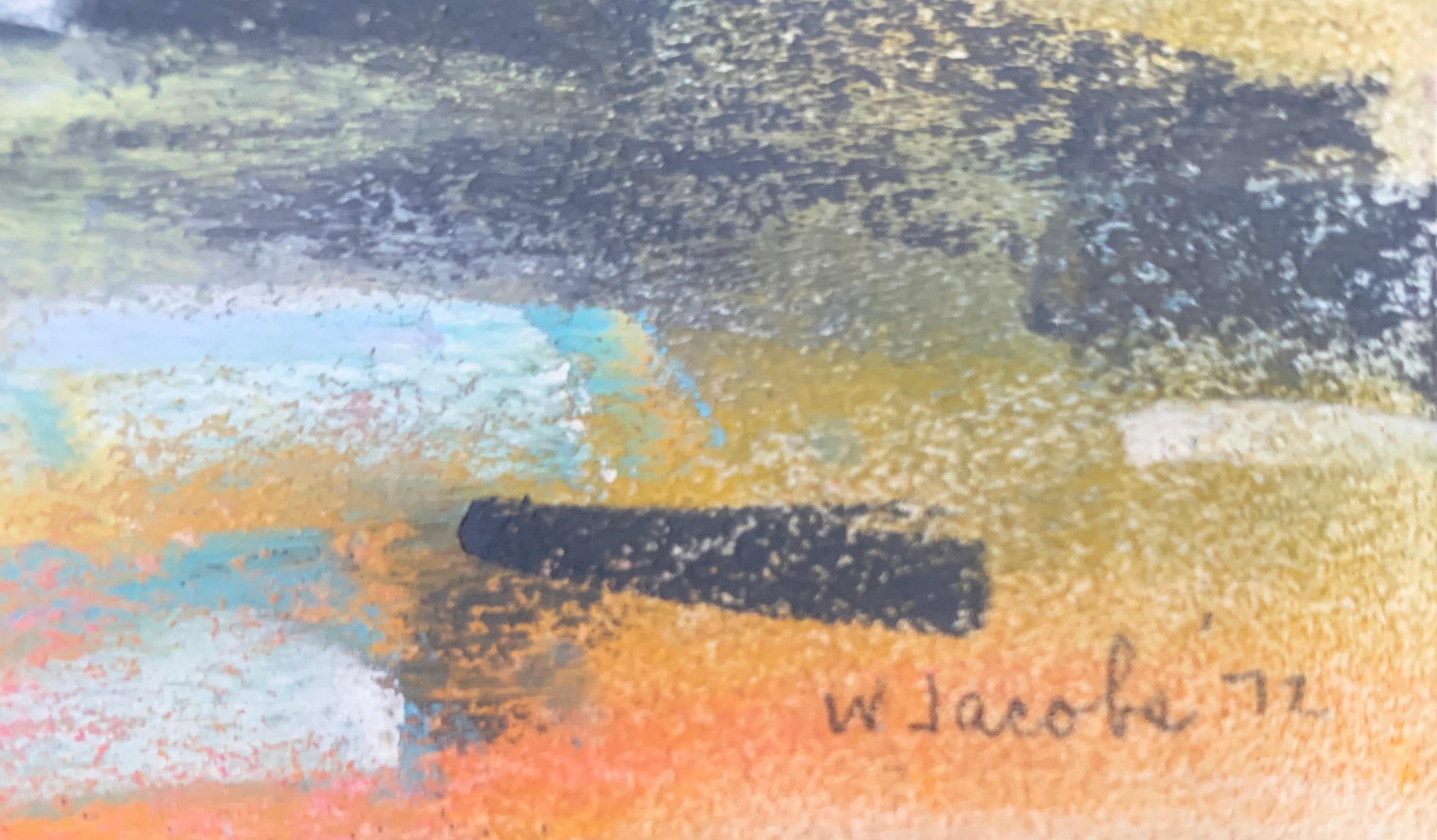 William Jacobs « Wind surfing at Sunset » (Surfant au coucher du soleil), pastel original sur papier en vente 3