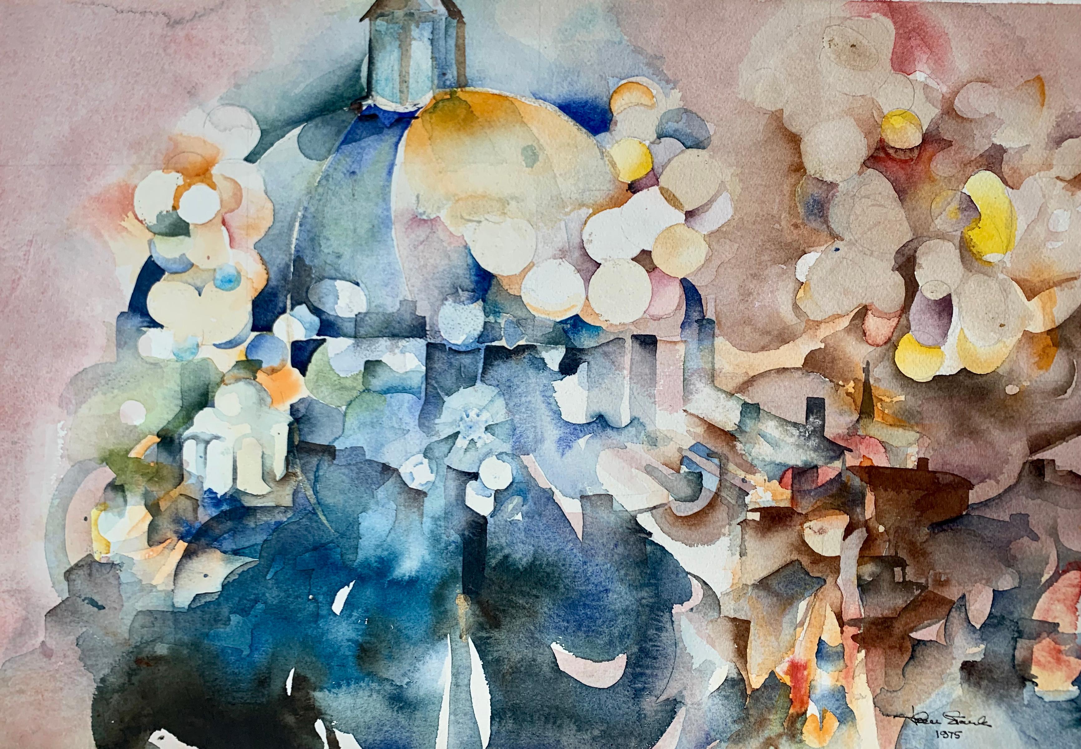 Unknown Abstract Drawing - "Florence Cathedral", original watercolor on paper