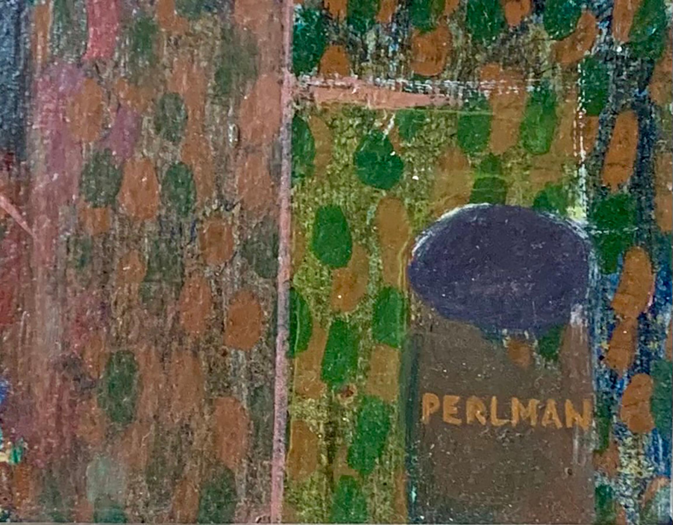 Bennard Perlman « Paysage urbain pointilliste », huile sur carton en vente 6