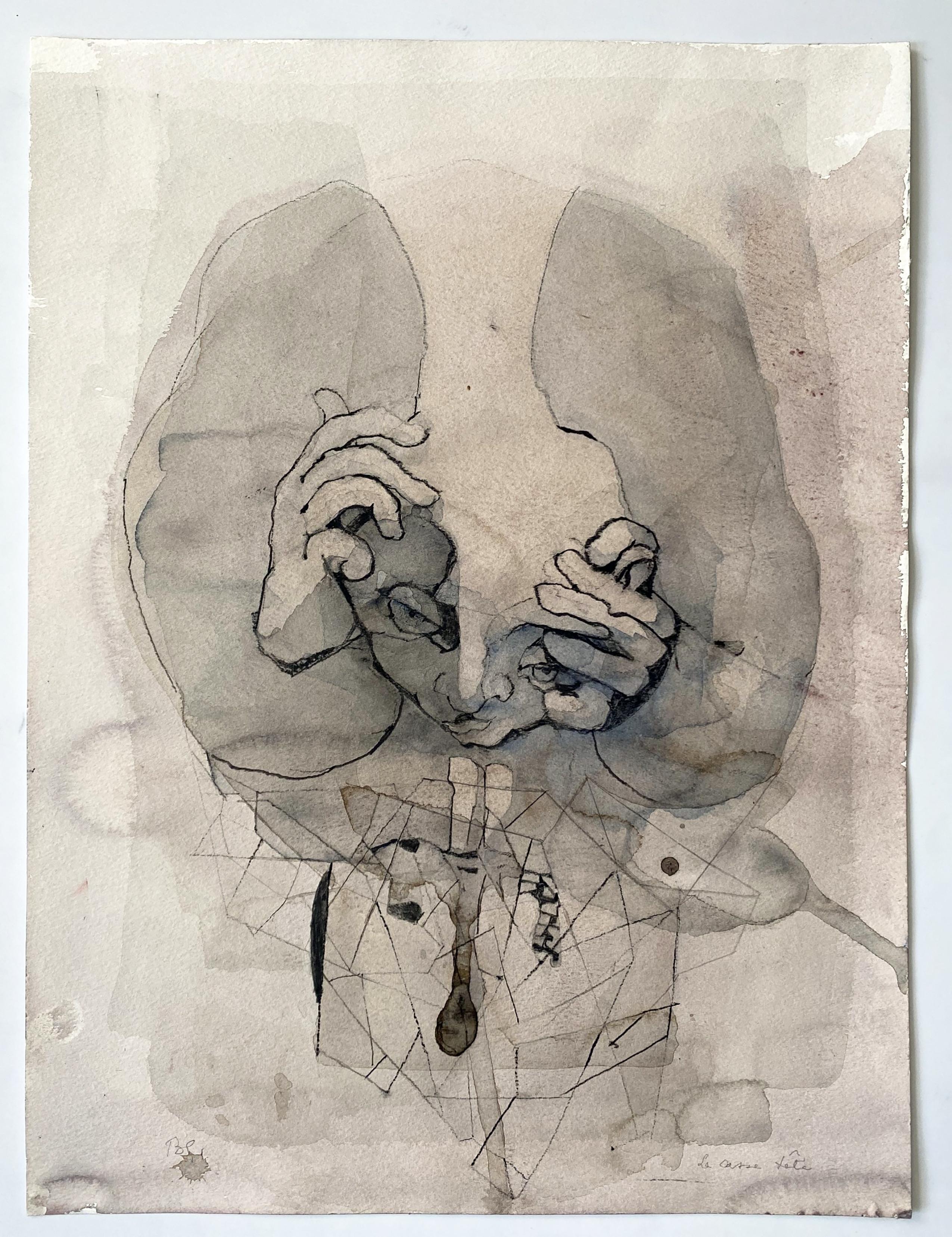 « Mind Puzzle » de Benot Gilsoul, encre et aquarelle originales sur papier - Art de Benoît Gilsoul