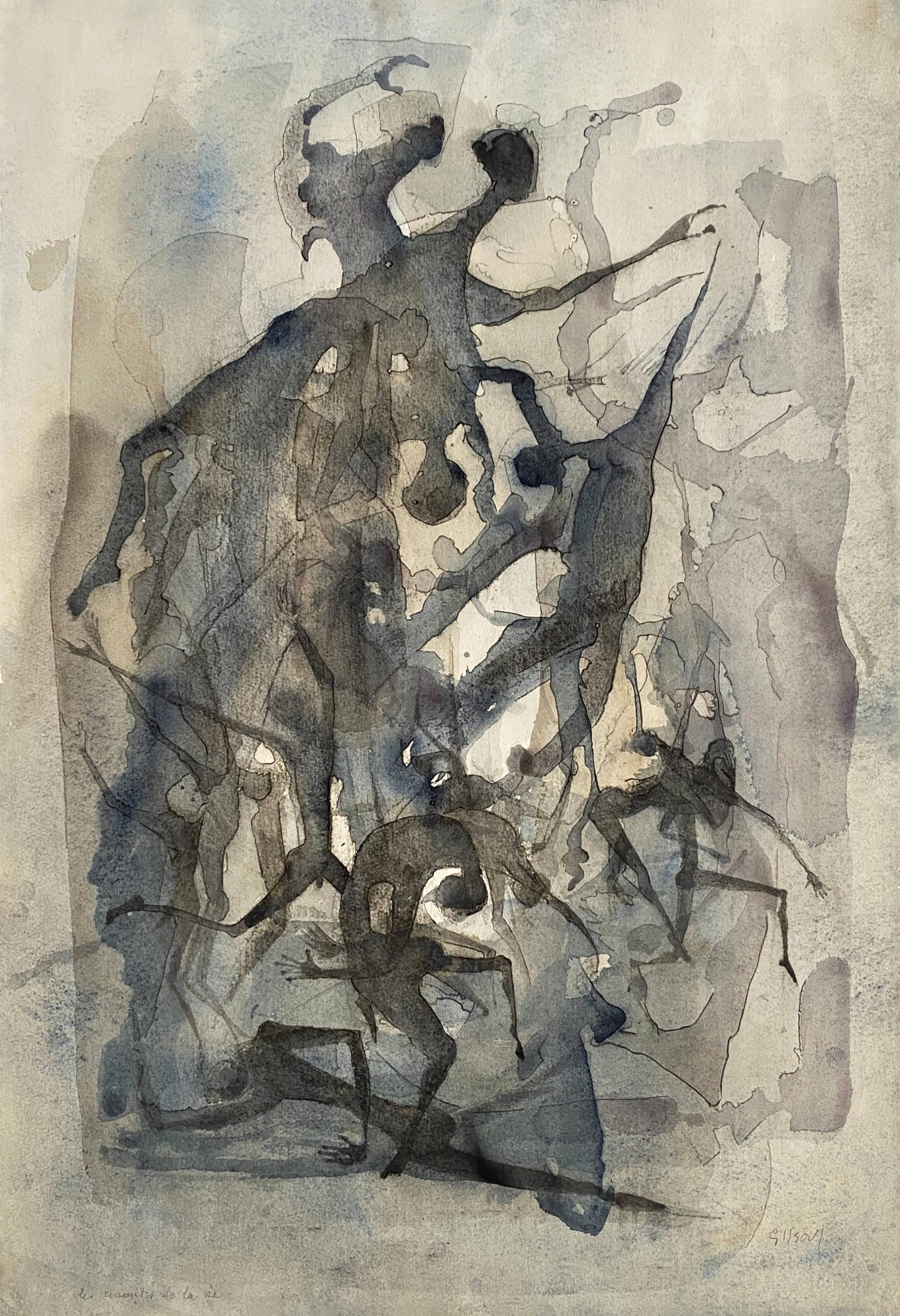 Benoît Gilsoul "The Cruelties of Life", original watercolor & charcoal on paper