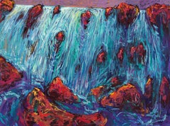 Robert Schaberl « Blue Mountains » (1987), acrylique sur papier d'origine 