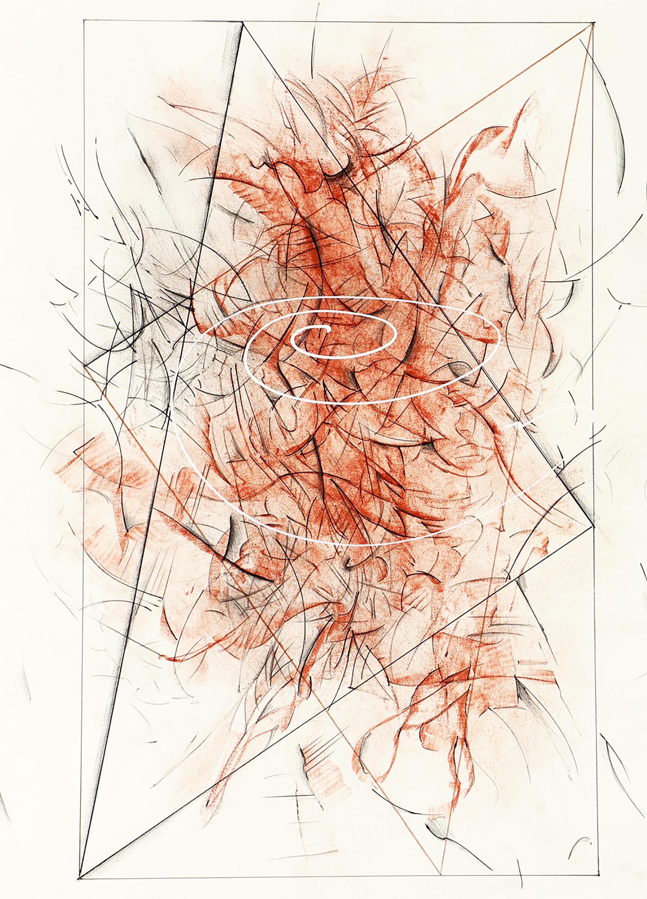 « Triangulation III », dessin original en techniques mixtes sur papier de Ricardo Morin en vente 1