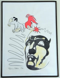 Ronnie Cutrone, „Woody and Mask“, Graphit und Aquarell auf Papier