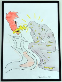 Ronnie Cutrone, „Woody and The thinker“, Graphit und Aquarell auf Papier