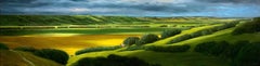 Clouds and Canola ll, Contemporary, Traditional, Prairie Landscape Painting