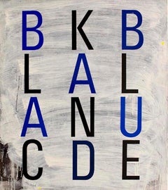 Black and Blue, Contemporary, Minimal, Abstract, Text-Based Painting
