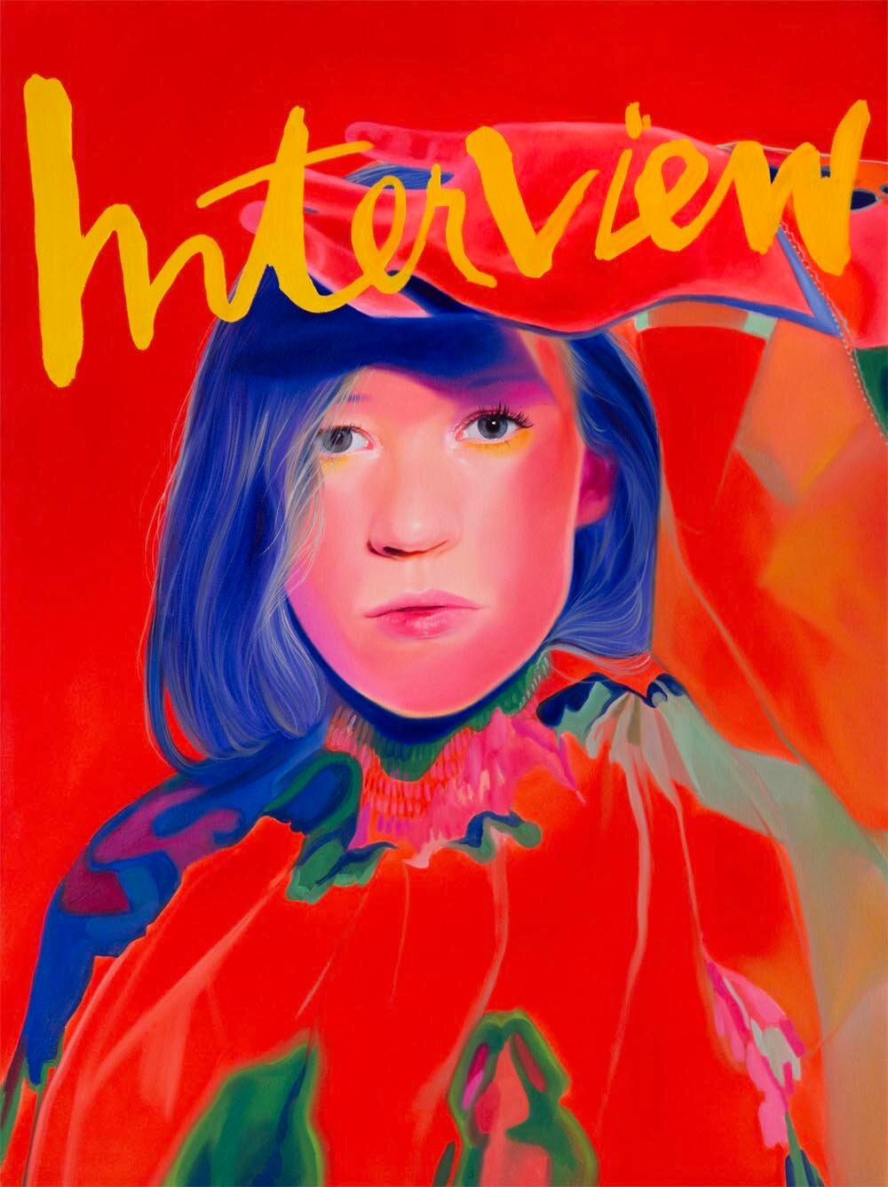 Jen Mann Figurative Painting - Cover Girl- Interview Magazine, Contemporary, Figurative, Oil Painting