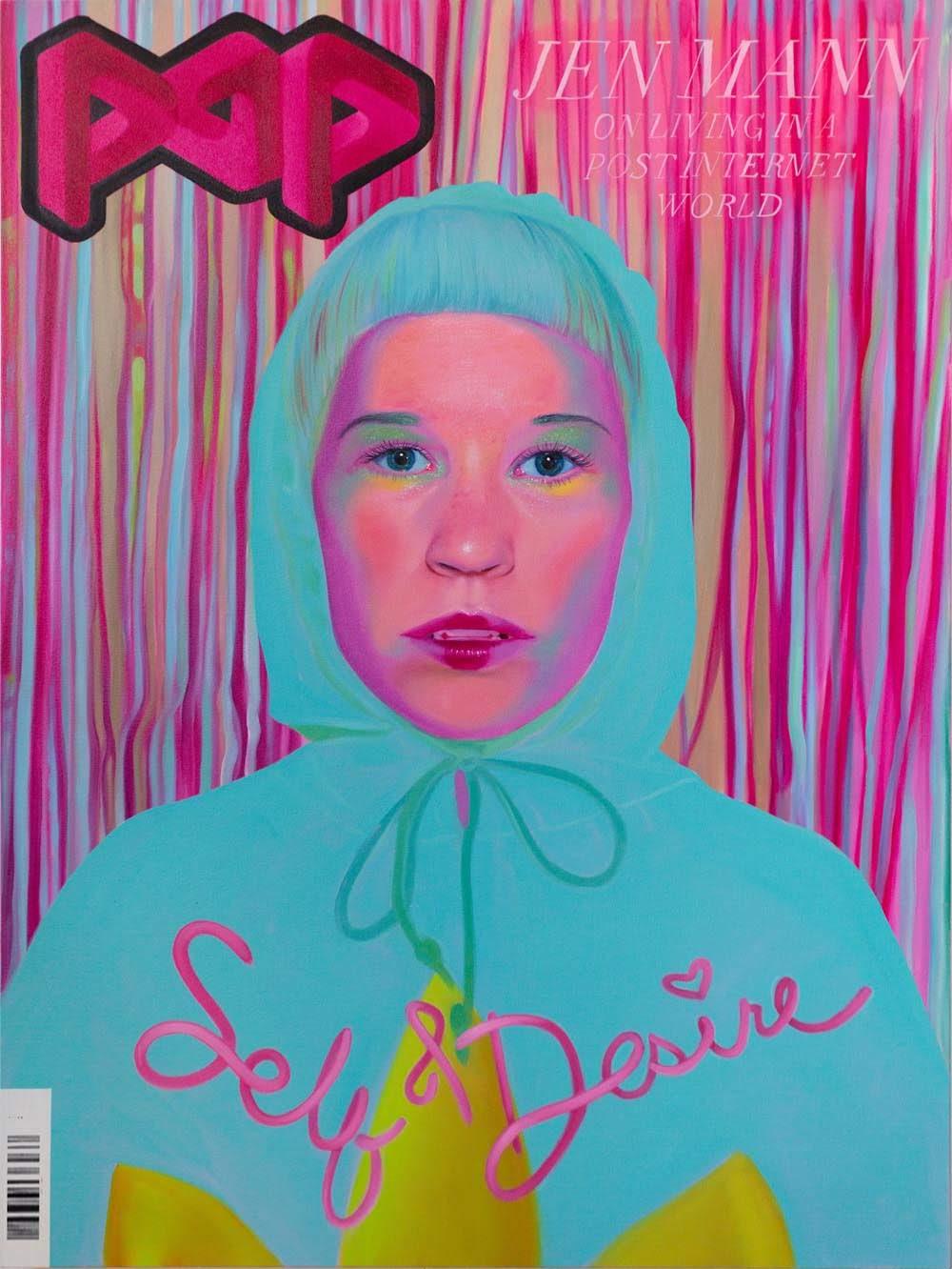 Jen Mann Figurative Painting - "Covergirl- Pop Magazine, " Contemporary, Figurative, Oil Painting
