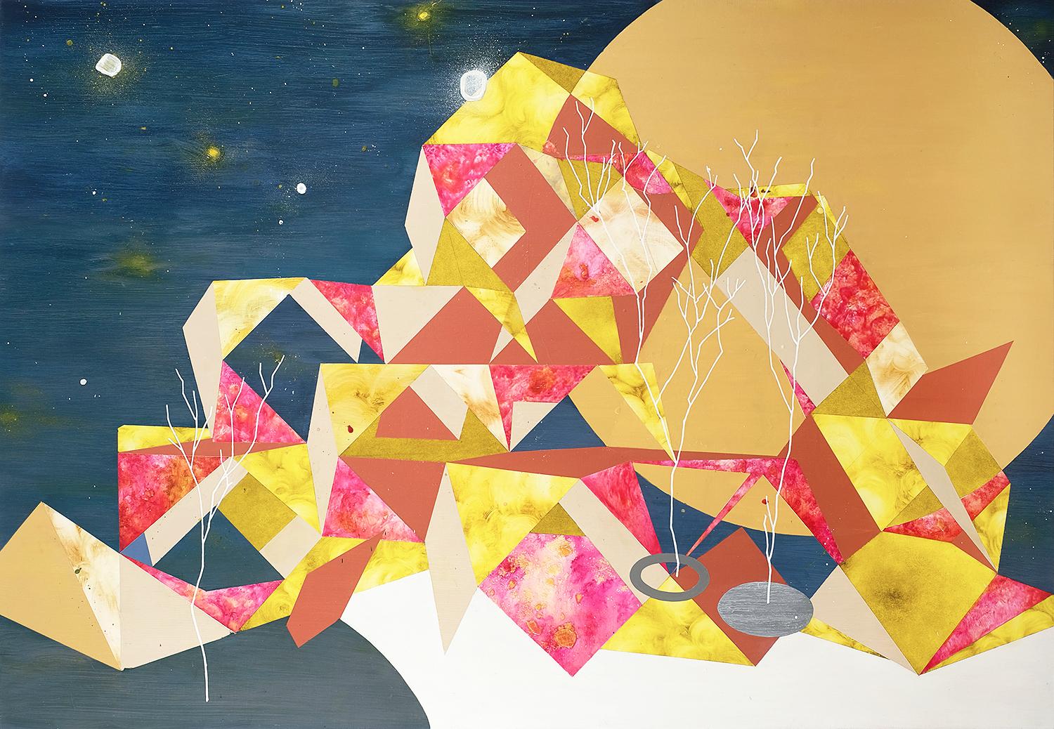 Mira Song Abstract Painting - Moon Viewing Platform_ Cuboctahedron, Contemporary, Abstract, Geometric, Artwork