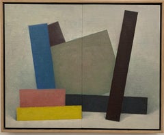 "Untitled 7 Forms (Pink, Yellow, Blue), " Artwork, Contemporary, Geometric