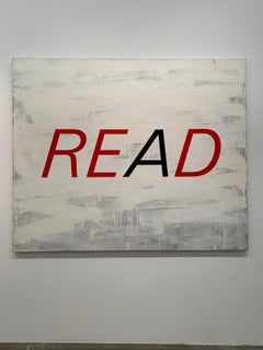 "Read Red, " Modern Art, Text- Based, Red, Acrylic Painting