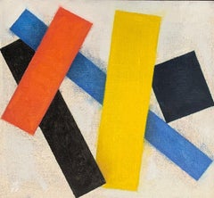 "Untitled 5 Forms, (Blue, Yellow, Orange), " Modern, Geometric, Still-Life