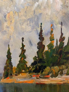 "Dark Island, " Modern, Summer Landscape, Acrylic Painting