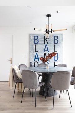 Black and Blue, Contemporary, Minimal, Abstract, Text-Based Painting