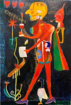 The Mad Poet, Contemporary, Surrealist, Colourful, Oil Painting 