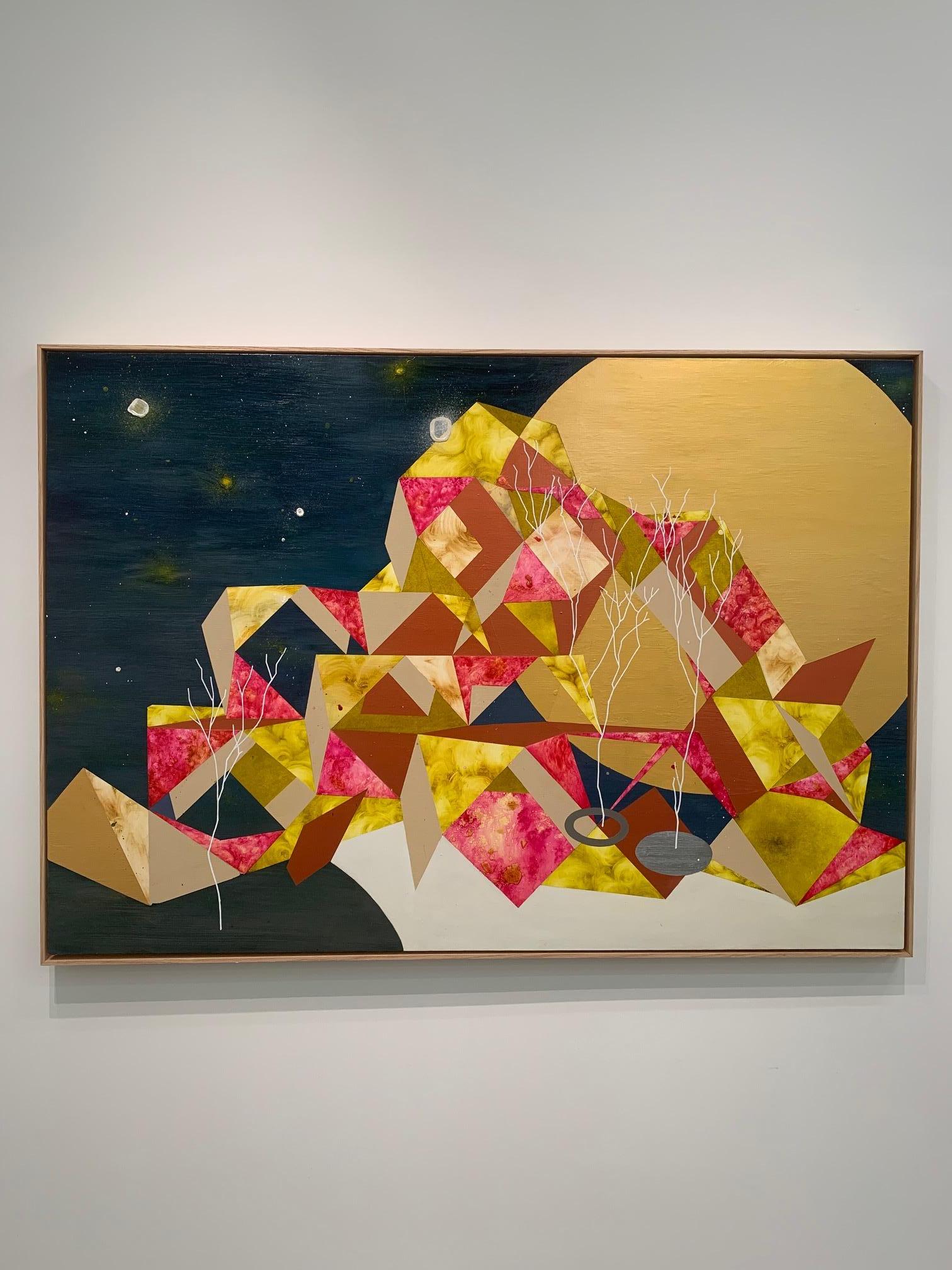 Moon Viewing Platform_ Cuboctahedron, Contemporary, Abstract, Geometric, Artwork - Painting by Mira Song