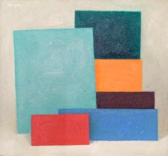 "Untitled 6 Forms (Blues, Red and Orange), " Modern Art, Color- Blocking