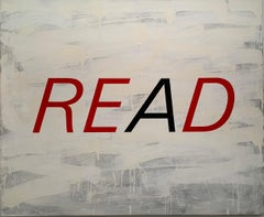 "Read Red, " Modern Art, Text- Based, Red, Acrylic Painting