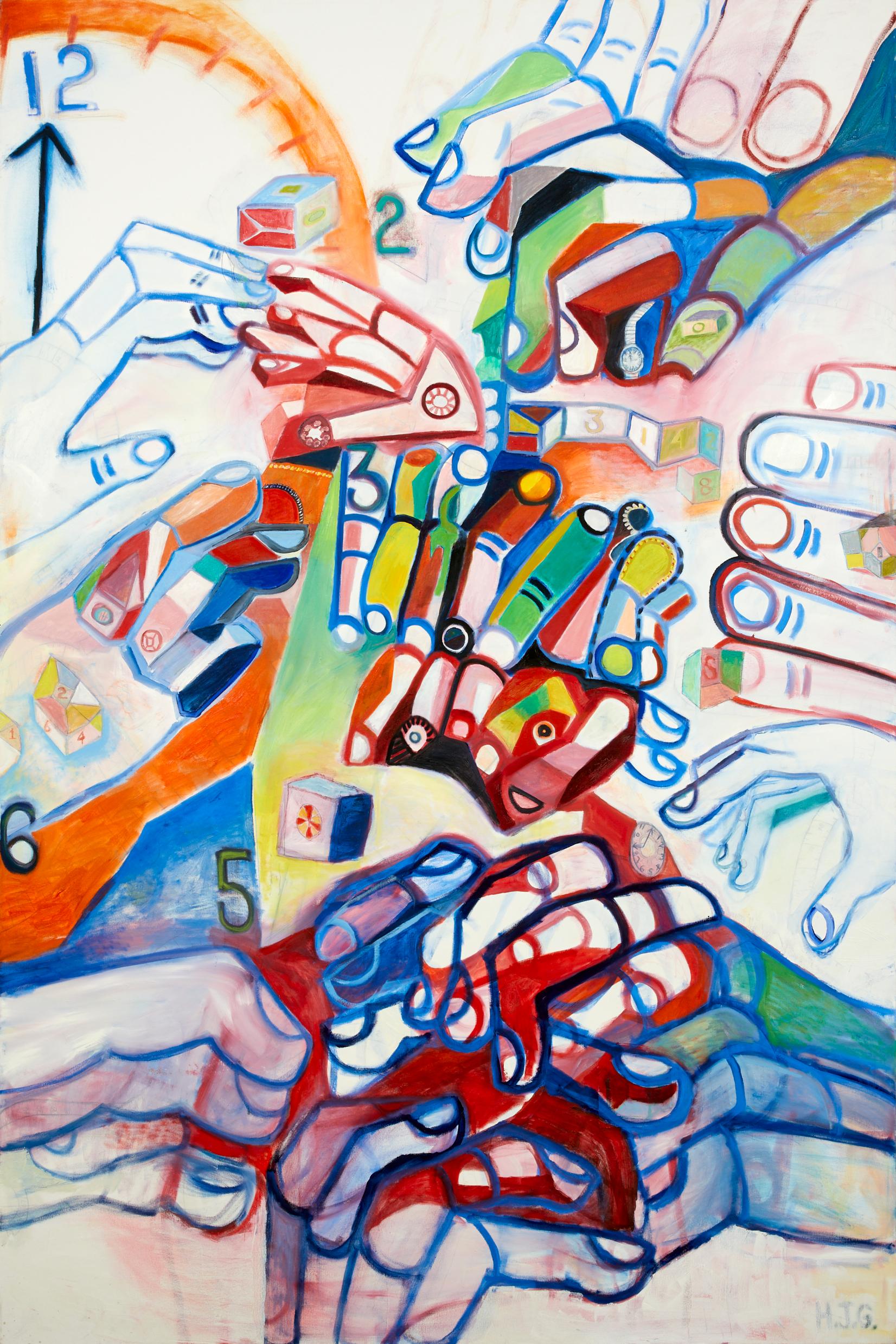 Hillary Gruenberg Abstract Painting - Hands as Bright as Wings