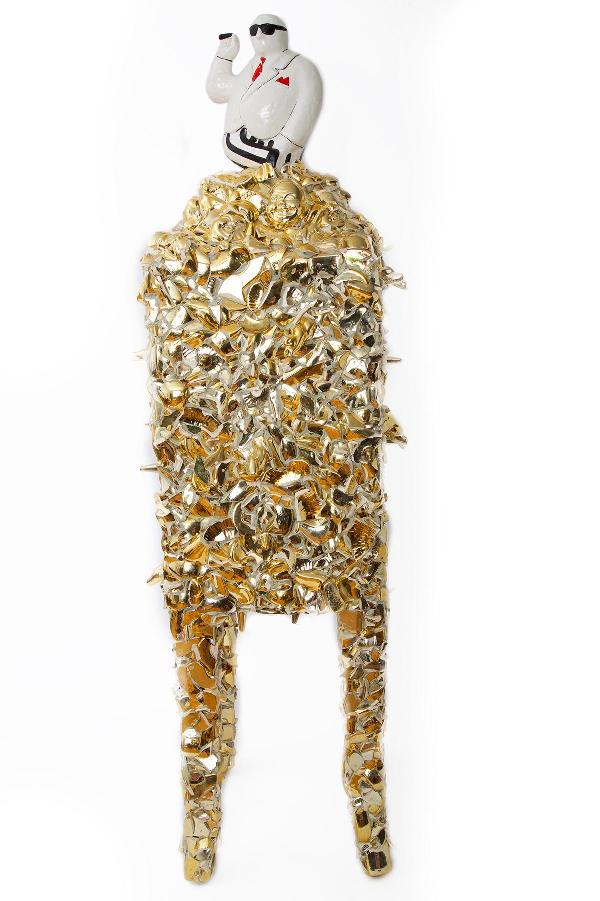 Chris Fraticelli Abstract Sculpture - "Buddha
s Revenge" Ceramic Sculpture