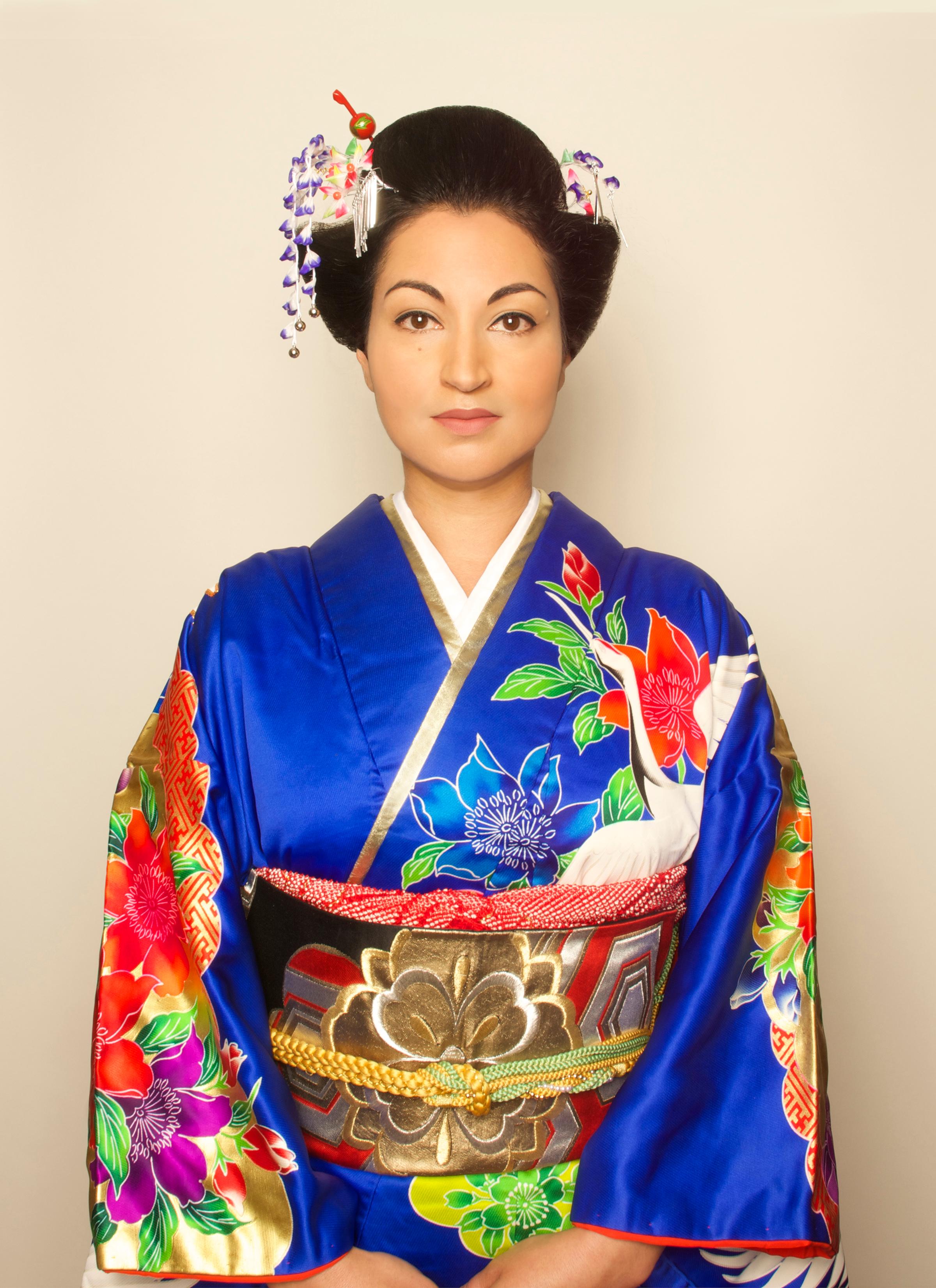 Sheinina L. Raj Portrait Photograph - Japanese Woman, contemporary, photography, selfportraiture, blue, gold, red