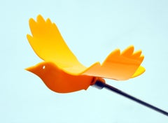 Territories, contemporary, sculpture, bird, kinetic, yellow