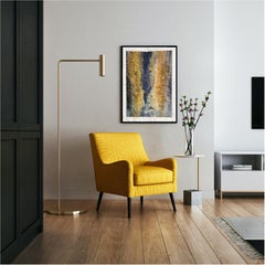"Blue Ravine" contemporary, photographic tapestry, metallic thread. yellow, blue