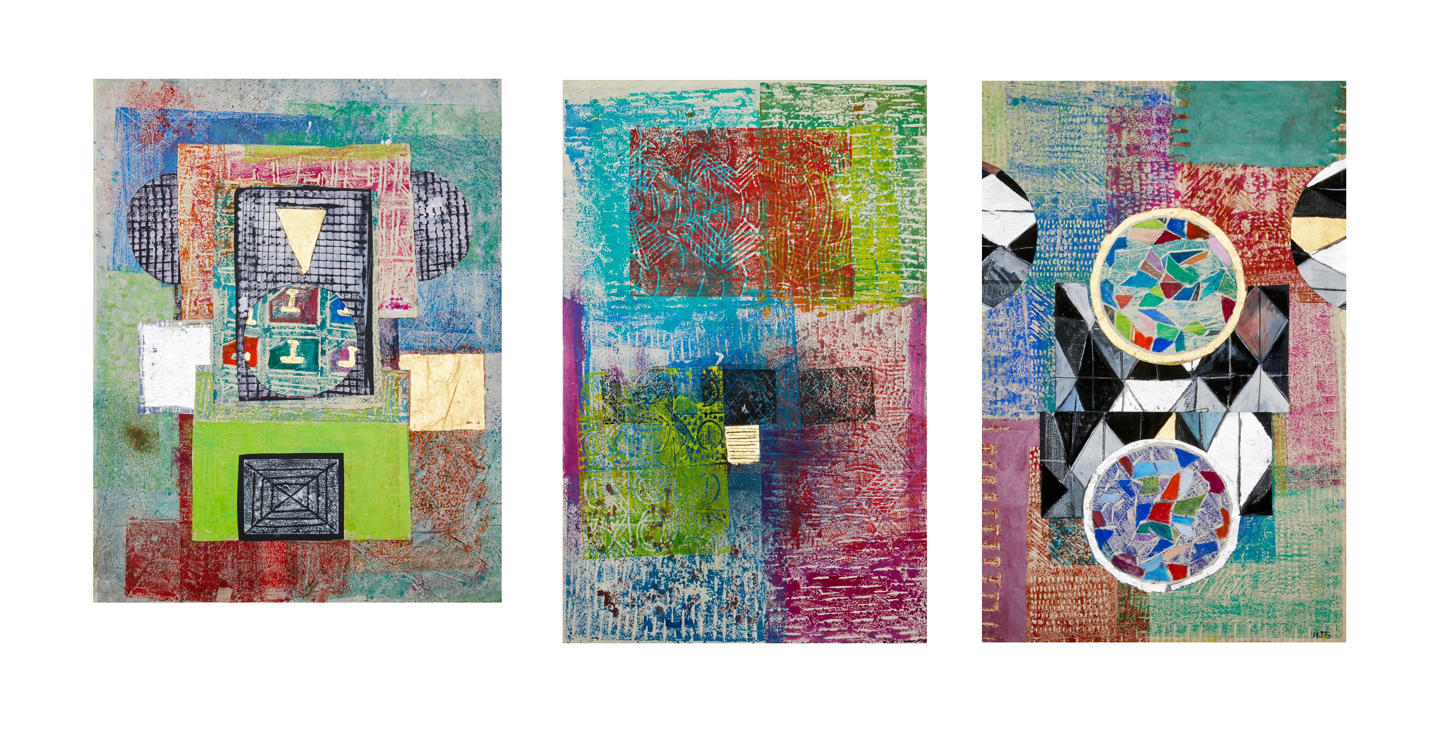 Nothing Yet Everything Borrowed, (Triptych) - Mixed Media Art by Hillary Gruenberg