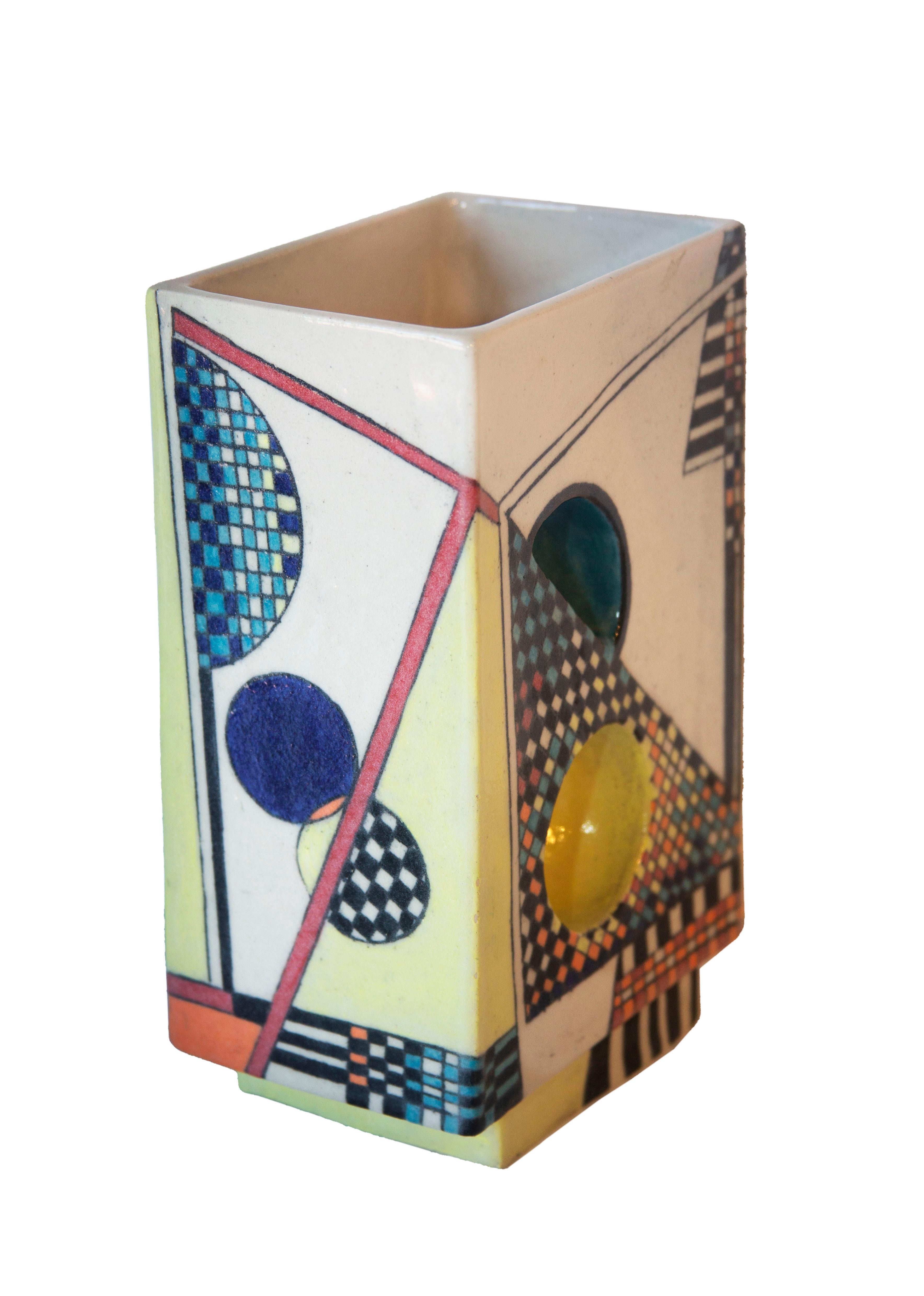 Eye Dazzler, contemporary, sculpture, ceramics, red, blue, yellow, green - Sculpture by Joanne Jaffe