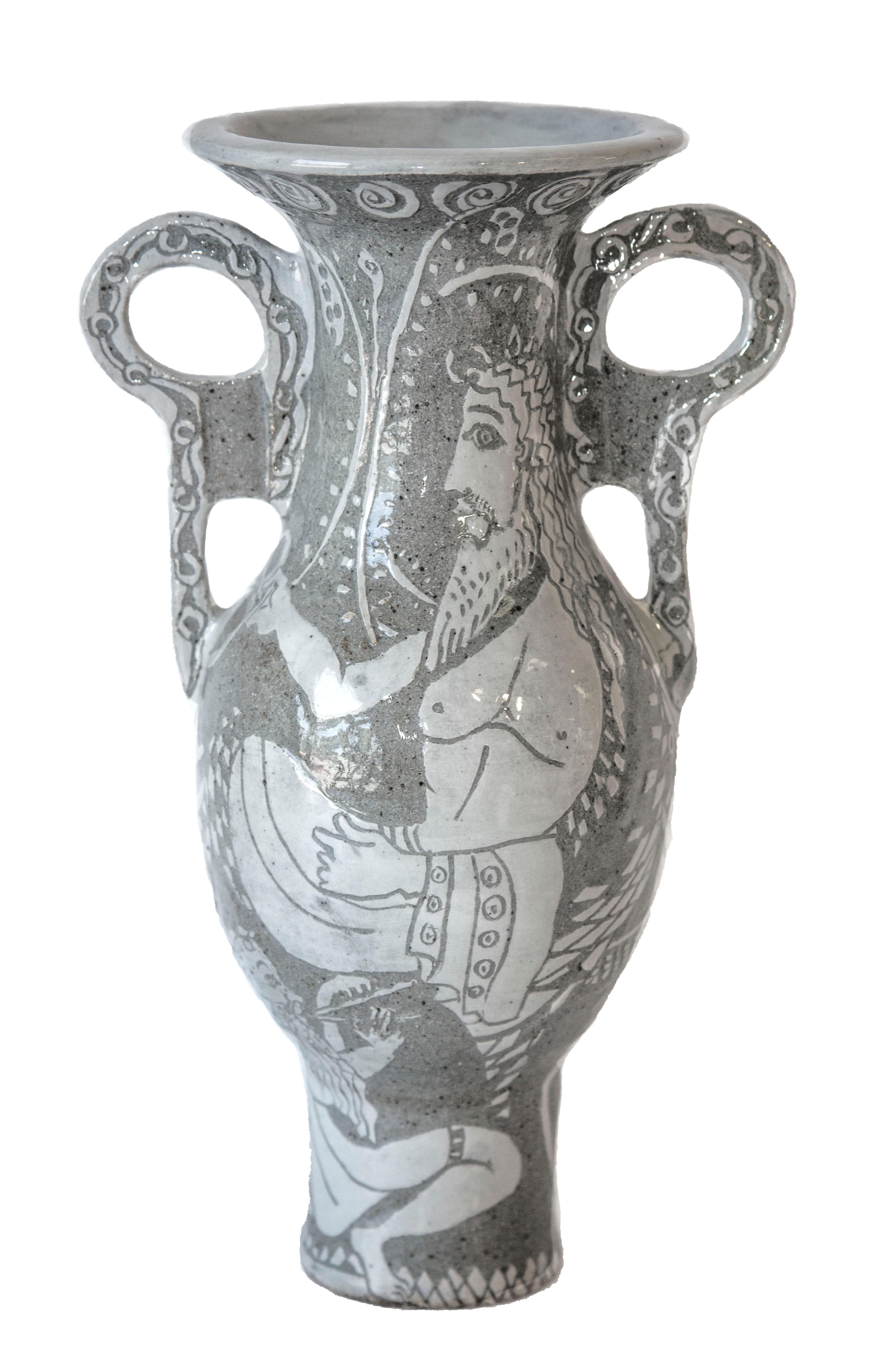 Joanne Jaffe Figurative Sculpture - Prince of Snakes, contemporary, sculpture, ceramic, stoneware, vase