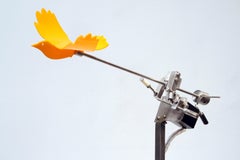 Used Territories, contemporary, sculpture, bird, kinetic, yellow 