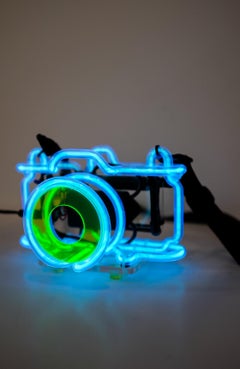Blue Neon Light Camera