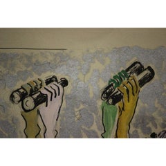 Lanvin Paris c1950s Gouache Opera Glasses by Alexander Warren Montel (1921-2002)