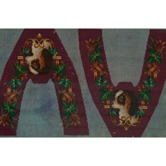 Victorian 19th Century "King Charles Spaniel" Needlepoint Slipper Last Canvas