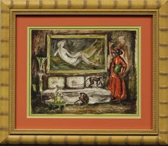 "Orientalist Interior" Watercolor by Philippe Jullian Ex- D.D. Ryan Estate