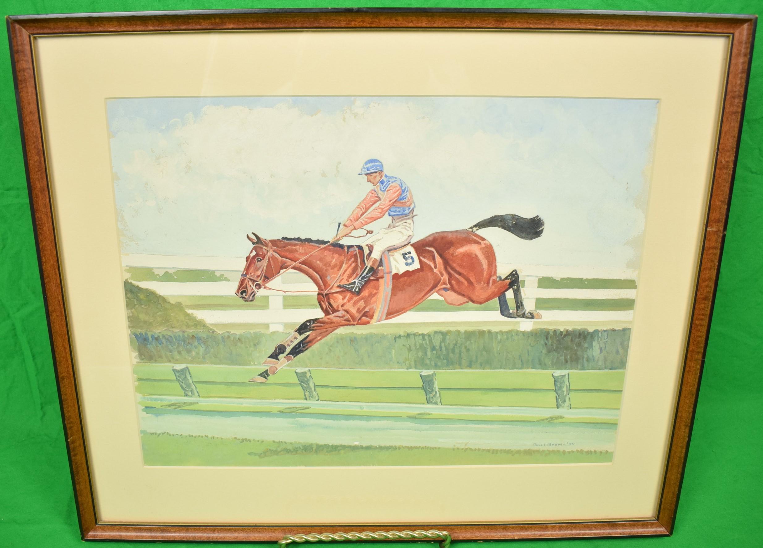 Paul Desmond Brown Figurative Art - "Gentleman Jockey in The 1939 Maryland Hunt Cup" by Paul Brown