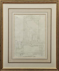 Cecil Beaton Original Pencil Sketch of 'Table and Mirror' in Reddish House