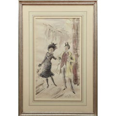 Cecil Beaton c1958 Watercolour of Maurice Chevalier & Leslie Caron in Gigi